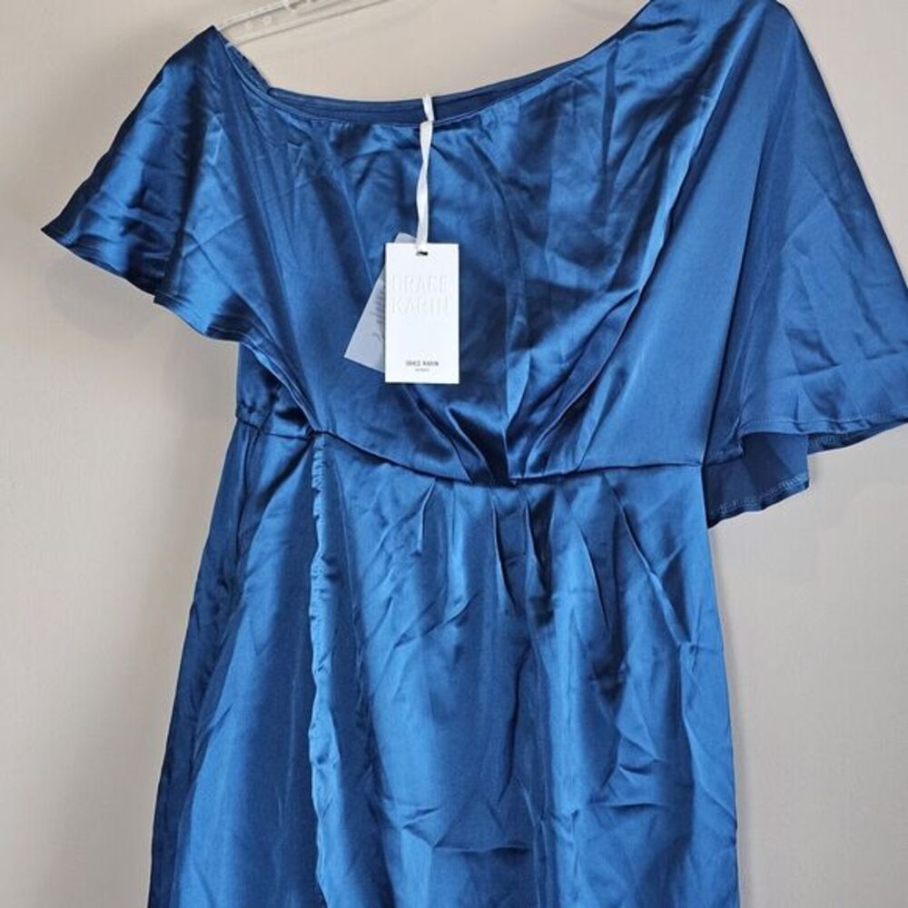 GRACE KARIN NWT S 2023 Off One Shoulder Satin Cocktail‎ Wedding Formal Dress - Picture 3 of 12